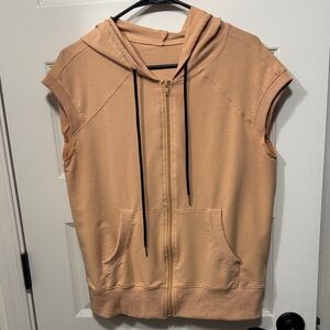 Women's Sleeveless Zip Up Hoodies Casual Loose Fit Drawstring Sweatshirt